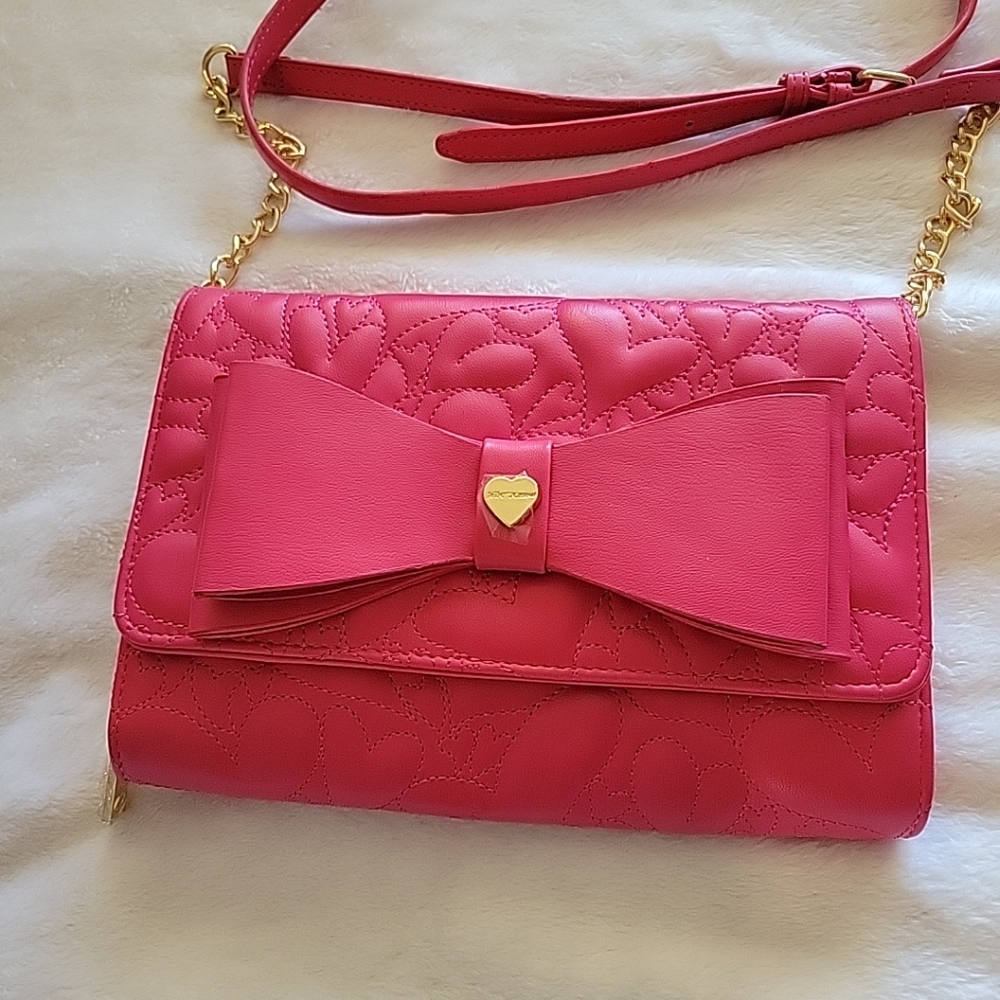 Betsey Johnson Pink Heart and Bow Bag